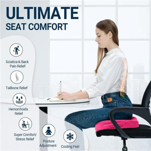 Gel memory foam seat cushion for car office chair tailbone sciatica back pain re - Picture 5 of 7